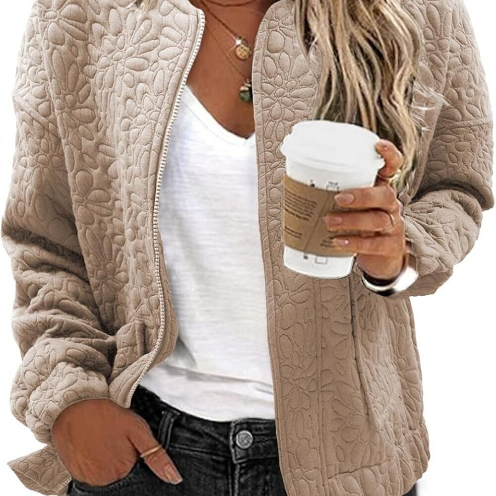 Bomber Jackets for Women Spring Fashion 2025 Cute Jacquard Coats Lightweight Zip